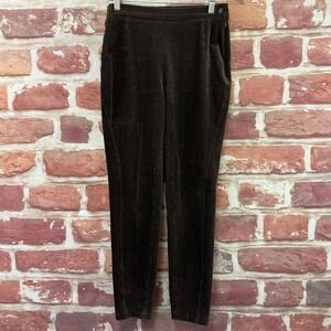 Vintage Cache Dress Pants Women's 42 Brown Corduroy Slim Trousers France